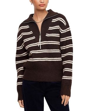 Karen Kane Striped Half Zip Sweater - Black