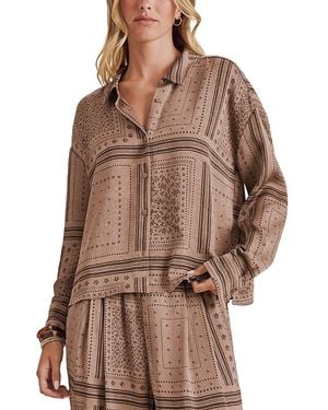 Splendid Clara Printed Button Down Shirt - Brown