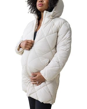 Ingrid & Isabel Hooded Longline Puffer Maternity Jacket - Gray