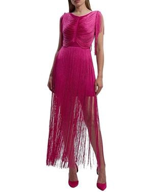 Karen Millen Draped Fringe Mini Dress - Purple
