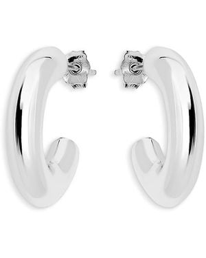 Aqua Chunky C Hoop Earrings - White