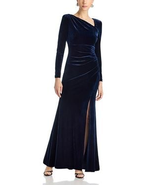 Eliza J Asymmetric Velvet Gown - Blue
