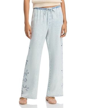 Bella Dahl Linen Side Embroidered Beach Pants - Blue