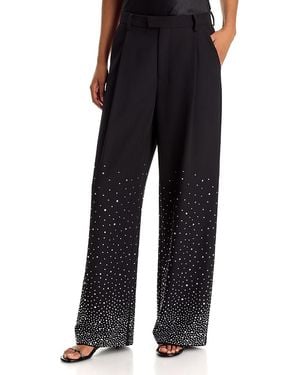 Aqua Ombre Rhinestone Wide Leg Pants - Black