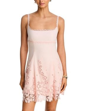 Aqua Lace Cutout Mini Dress - Pink
