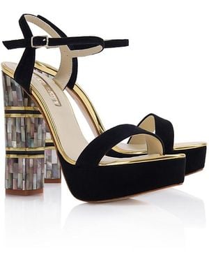 freya rose Jito Ankle Strap Pearl Heel Sandal - Black