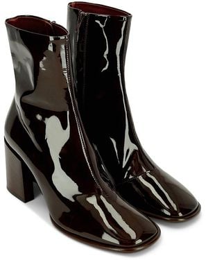 Dries Van Noten Patent Leather Ankle Boots - Black