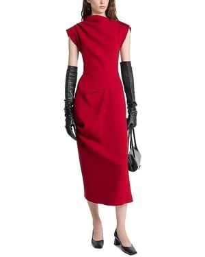 Michael Kors Wool-Blend Draped Dress - Red