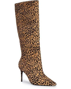Black Suede Studio Kath 80 Pointed Toe Knee High Boots - Brown