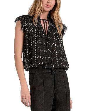 Elan Metallic Clip Dot Top - Black
