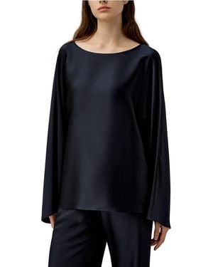 LILYSILK Silk Charmeuse Crewneck Top - Black