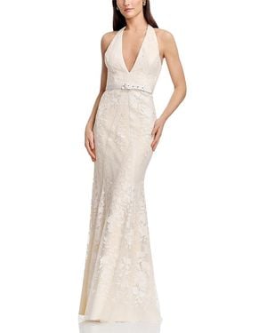 Dress the Population Devin Embroidered Halter Dress - White