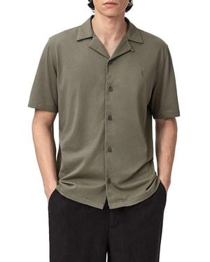 AllSaints Hudson Short Sleeve Button Down Shirt - Gray