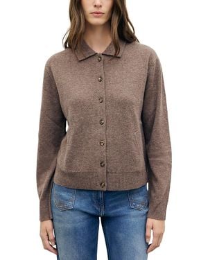 Gerard Darel Rayne Wool Collared Cardigan Sweater - Brown