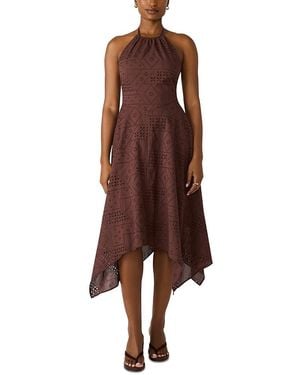 Steve Madden Dalina Eyelet Embroidery Halter Dress - Brown