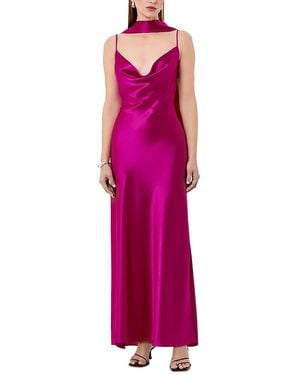 Nicholas Geneva Sleeveless Cowl Neck Side Slit Gown - Pink