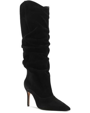 SCHUTZ SHOES Maryana Up Slouch Nubuck Leather Tall Boots - Black