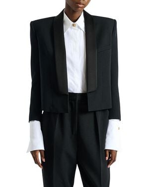 Balmain Cropped Grain De Poudre Jacket - Black