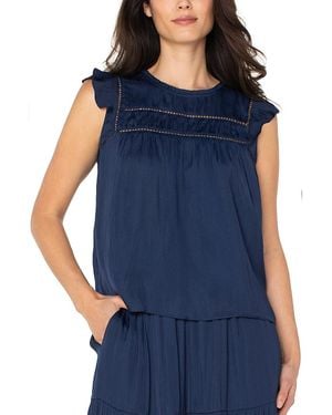 Liverpool Los Angeles Flutter Sleeve Woven Top - Blue
