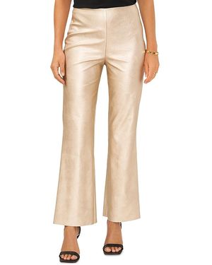Vince Camuto Pull-on Metallic Faux-leather Flare Pants - Natural