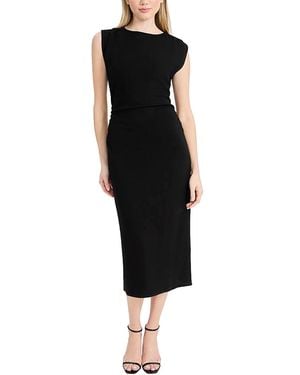 Donna Morgan Midi Dress With Strong Shoulders - Black