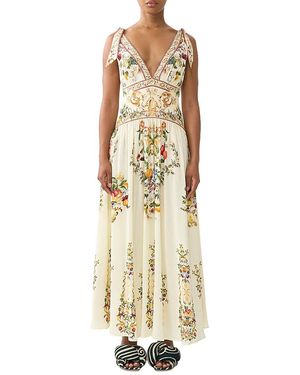 CAMILLA Tie Shoulder Maxi Dress - Metallic