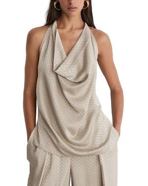 Reiss Dia Draped Cowl Neck Top - Natural