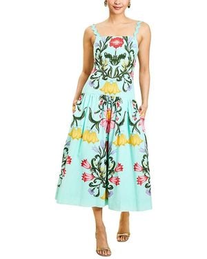 mestiza Kinsley Printed Drop Waist Midi Dress - Blue