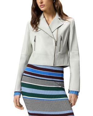 Pinko New Sensible Chiodo Leather Jacket - Gray