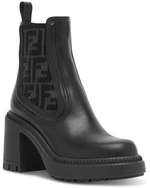 Fendi Domino Leather Biker Boots - Black