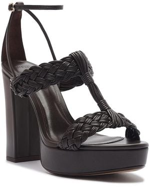 Alexandre Birman Thalia Braided Leather Platform Sandals - Black