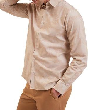 Ted Baker Ocania Long Sleeve Tonal Floral Print Shirt - Natural