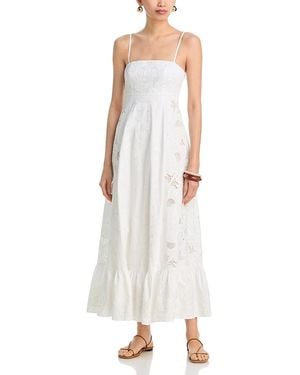 Aqua X Agua Bendita Embroidered Poplin Maxi Dress - White