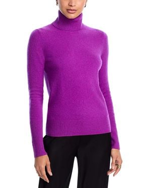 Aqua 100% Cashmere Turtleneck Sweater - Purple