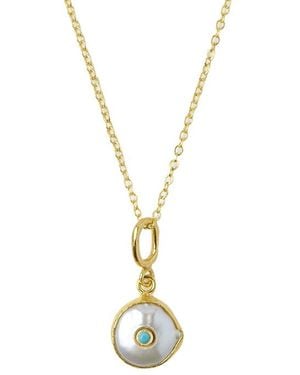 Ottoman Hands Amalfi Pearl Pendant Necklace - Metallic