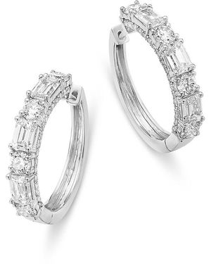 Bloomingdale's Fine Collection Luxe Collection Certified Lab Grown Diamond Mixed Cut Hoop Earrings - White