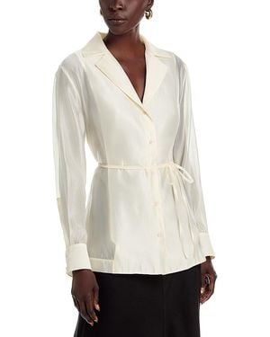 RUE SOPHIE Ines Notch Lapel Drawstring Top - White