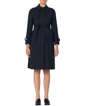 Sandro Pleat-Back Trench Coat - Blue