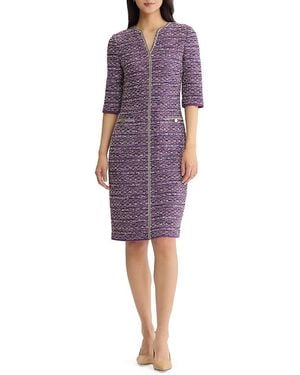 Misook Lurex Eyelash Ribbon Knit Sheath Dress - Purple