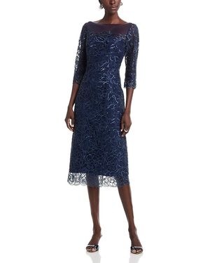 THEIA Marbella Beaded Midi Dress - Blue