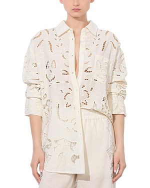 Alice + Olivia Finely Laser Cut Shirt - Natural