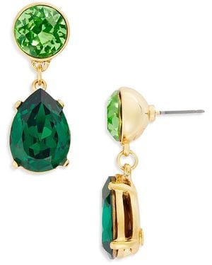 Kenneth Jay Lane Imitation Pearl & Stone Drop Earrings - Green