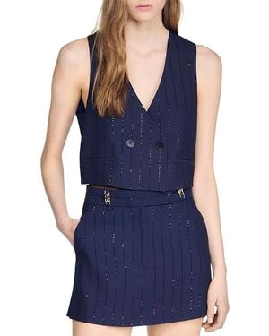 Sandro Waistcoat Style Top - Blue