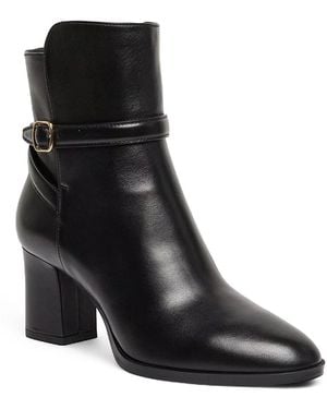 Santoni Leather Mid-Heel Ankle Boot - Black