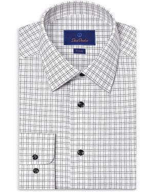David Donahue Slim Fit Printed Dobby Dress Shirt - Blue