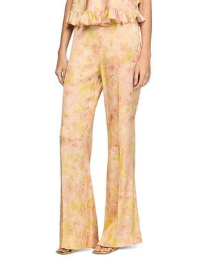 Sandro Floral Print Flowy Pants - Natural