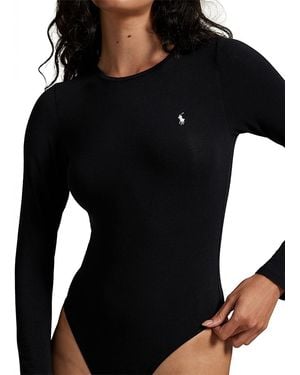 Polo Ralph Lauren Cotton Blend Long Sleeve Bodysuit - Black