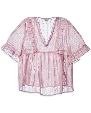 Jovonna London Lace Short Sleeve Blouse - Pink