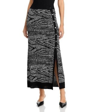 Misook Abstract Animal Print Soft Knit Straight Skirt - Black