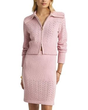 St. John Chevron Zip Cardigan - Pink